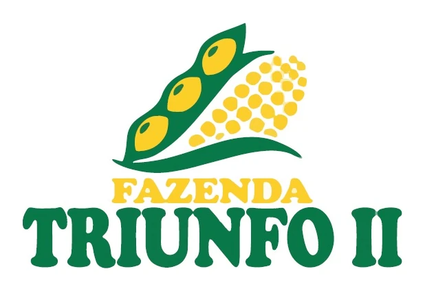 Logomarca da Fazenda Triunfo II com ilustração de soja e milho